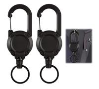 2 Pack Heavy Duty Lanyard Retractable Keychain Id Card Holder Retractable Badge Reel 70 cm Thick Steel Rope Belt Clip Extendable Keyring Gift for Hikers Mountaineers Skiers Campers Household
