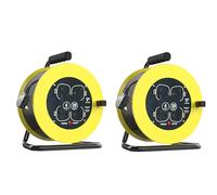 2 Pack Heavy Duty Outdoor Extension Lead 25M,13A Electrical Extension Reel, 4 Socket Cable Reel, for Home Office Garden,25 Metres