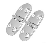 2 Pack Heavy-Duty Oval Cabinet Hinges for Doors, RVs, Boats & Yachts - 3.5 mm Thick 316 Stainless Steel Folding Hinges with Deep Hole Mounting (Ch