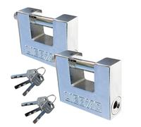 2 Pack Heavy Duty Padlock with Keys, Container Padlocks Stainless Steel Security Locks with Thick Shackle for Sheds, Warehouses, Gates, Lockers (90mm)