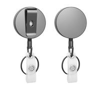 2 Pack Heavy Duty Retractable Badge Reel, Retractable Lanyard & Keychain, Upgrade 60cm Nylon Cord Ba-dge Holders, Metal ID Badge Clip with Belt Clip Key Ring for Name Card Lanyard Keychain