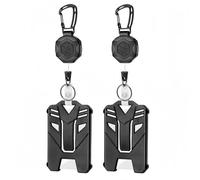 2 Pack Heavy Duty Retractable Keychain - 31.5" Steel Cord ID Badge Holder with 2 Detachable Lanyards, ABS Material Key Chain for Work, Travel & Daily Use (Black)