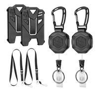 2 Pack Heavy Duty Retractable Keychain, Durable Multi-Functional Keychain Set with 31.5" Steel Cord, 2 PCS ID Badge Holder and 2 PCS Detachable Lanyard Strap for Office/Outdoor