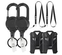 2 Pack Heavy Duty Retractable Keychain, Multi-Functional Badge Holder with Hard Plastic ID Card Holders, Retractable Lanyard Clip & Tactical ID Card Badge Holders for Work, Outdoor & Daily Use