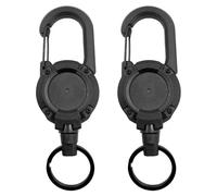 2 Pack Heavy Duty Retractable Keychain, Retractable Lanyard Badge Reel, U-shape Badge Reel with 23.6'' Steel Cord, Strength ID Badge Holders with Large Carabiner Clip, Extendable Lanyard for Key Card