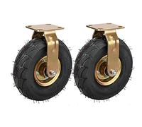 2-Pack Heavy-Duty Rubber Swivel Casters 8" & 10" Pneumatic Tires 3" x 4.5" Mounting Plate Ideal for Wheelbarrows Hand Trucks Tool Carts