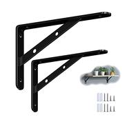 2 Pack Heavy Duty Shelf Brackets, Metal Wall Mount Floating Shelf Bracket, Shelf Support Angle Brackets for Shelves, Space-Saving DIY, Wall Decor, Max Load: 220lb (350mm/14in,Black)