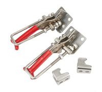 2 Pack Heavy Duty Stainless Steel 304 for Toggle Clamp Latch U Bolt Self Locking Adjustable Quick Release for Woodworking Jigs Fixtures 200kg Load Capacity Silver Red Handle