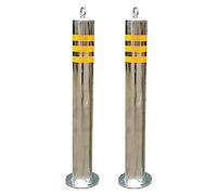 2 Pack Heavy-Duty Stainless Steel Parking Bollards - Durable 800x76mm Safety Posts for Garages & Car Parks - Concrete Base for Commercial & Residential Use, Sil