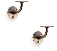 2 Pack - Heavy Duty Stair Handrail Bannister Bracket Arm - Antique Brass 82mm Proj Holder