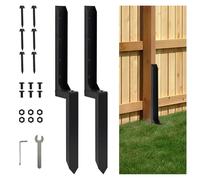2 Pack Heavy Duty Steel Fence Post Repair Stakes Kit - Ground Spike for Tilted or Broken Wooden Fence Posts - Metal Fence Post Nails for Sturdy Reinforcement & Stability