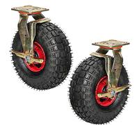 2-Pack Heavy Duty Swivel Castors with Pneumatic Rubber Tyres Industrial Transport Wheels Screws Included Ideal for Trolleys and Furniture Mobility