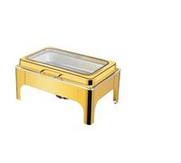 2 Pack Heavy Gauge Rectangular Chafing Dish Hydraulic Soft Close Glass Lid