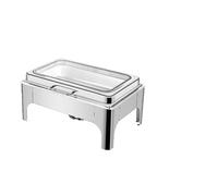 2 Pack Heavy Gauge Rectangular Chafing Dish Hydraulic Soft Close Glass Lid