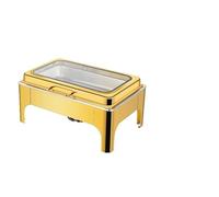 2 Pack Heavy Gauge Rectangular Chafing Dish Hydraulic Soft Close Glass Lid