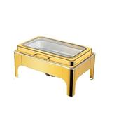 2 Pack Heavy Gauge Rectangular Chafing Dish Hydraulic Soft Close Glass Lid