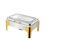 2 Pack Heavy Gauge Rectangular Chafing Dish Hydraulic Soft Close Glass Lid