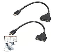 2 Pack High Definition 1080P Male to Dual Female HDMI Splitter Connects Dual Screens for Home Theater, TV, Projectors, LCD Displays - Cable 30cm