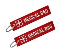 2-Pack High-Visibility Medical Alert Tags for Bags, Double-Sided Emergency ID Labels with Durable Metal Ring for Easy Attachment