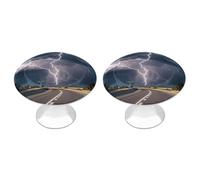2 Pack Highway Tornado Lightning Cabinet Knobs Round 1.1" Stainless Steel Dresser Knobs Single Hole Knob with Screws Door Pulls Handles Kitchen Hardware for Bathroom Cupboard Closet Door Wardrobe