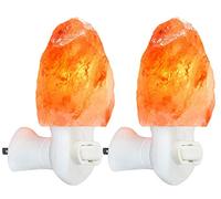 2 Pack Himalayan Salt lamp Night Light Salt Rock Hand Carved Natural Pink Himalayan Salt Lamps for bedrooms Night Light Plug in Wall Light Bulb Air Purifying Lighting/Decor