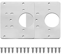 2 Pack Hinge Repair Plate Bracket with Holes Stainless Steel Kitchen Cupboard Door Cabinet Furniture Wardrobe TV Cabinet Fixing Bracket & Screws