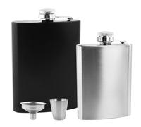 2 Pack Hip Flasks for Liquor, Flask Alcohol,4 oz & 8 oz Stainless Steel Leakproof Thin Flasks with Funnel, Portable Pocket Hip Flasks for Men & Women (4 oz Silver, 8 oz Black)