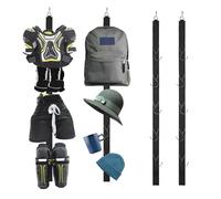 2 Pack Hockey Drying Rack - 5 Hook Hanger, Sports Gear Organizer with Straps - Ice Hockey Gifts (Black)