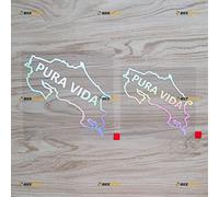2 Pack Holographic Iridescent Color, 10.2cm, 12.7cm - Costa Rica Map Outline Pura Vida Decal Sticker Vinyl - for Car Boat Laptop No Background Die-Cut