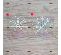 2 Pack Holographic Iridescent Color, 10.2cm - Helm of Awe Decal Sticker Vinyl Vegvisir Viking Odin Norse - for Car Boat Laptop No Background Die-Cut