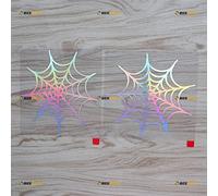 2 Pack Holographic Iridescent Color, 12.7cm - Spider Web Cobweb Decal Vinyl Sticker - for Car Boat Laptop No Background Die-Cut