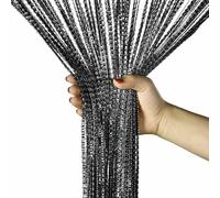 2 Pack Home Decor Sequin Curtain for Doorway,Door String Curtains,Closet Bedroom Blind Living Room Divider,Window Wall Panel Fringe Backdrops Sheer no Beads Beaded Decorative Crystal (Black)