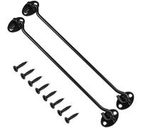 2 Pack Hook and Eye Latch, 10 Inch Black Cabin Hooks Stainless Steel Eye Gate Latch Easy Lock, Long Sliding Door Hooks Barn Door Catch with Screws for Outdoor Garden Shed Patio Window Wooden Gates