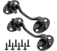 2 Pack Hook and Eye Latch - 3 Inch Cabin Hook Gate Hook Stainless Steel Gate Latch with Screws Heavy Duty Solid Thicken Black Latch Hook for Window Sliding Door Garden Bedroom