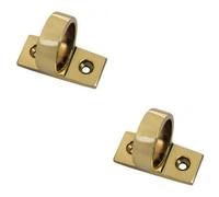 2 Pack - Horizontal Fixed Ring Sash Window Lift Handle 44 x 12mm 22mm Dia Polished Brass