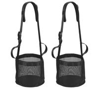 2 Pack Horse Feed Bags Heavy Duty Mesh Hay Bags for Horses with Adjustable Straps Waterproof Bottom Comfort Neck Nose Pad No Waste Design for Stable Travel Feeding Black