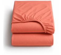 2 Pack Hospital Bed Fitted Sheet 36" x 84", 100% Cotton Fitted Sheets, 400 Thread Count Soft Fitted Hospital Bed Sheets, 15 Inch deep Pocket Fitted Sheets Coral