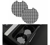 2 Pack Houndstooth Black Cup Coaster Universal Automotive Cup Holders 2.7" Waterproof Neoprene Cup Mat Non-Slip Car Coaster for Cup Holder Car Interior Accessories