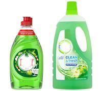 2 Pack Household Cleaning Bundle Fary Washing Up Liquid Apple 320ml & Dattol Clean & Fresh Multipurpose Floor Cleaner Refreshing Green Apple 1L Kitchen Dishwashing & Floor Cleaning Essentials