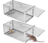 2-Pack Humane Rat Traps, Live Mouse Rat Cage Traps Catch and Release for Indoor Outdoor, Small Animals Traps, Easy to use,(10.6"x 5.5"x 4.5")