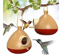 2 Pack Hummingbird House, Wooden Bird Houses for Outside Humming Bird Box for Nesting, Hanging Chickadee Boxs for Indoor Outdoor, Courtyard Decoration