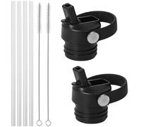 2 Pack Hydro Flask Straw Lid - Compatible with Hydro Flask Standard Mouth, Includes 4 Straws and 2 Straw Brushes for Sports Caps Water Bottle