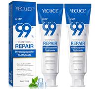 2 Pack Hydroxyapatite Toothpaste, Enamel Protection and Tooth Strengthening with 9.9% Nano Hydroxyapatite, for Whiter Teeth & Fresher Breath, Mint Flavor, Fluoride-Free, SLS Free & Vegan