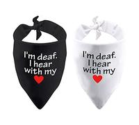2 Pack I Am Deaf I Hear with My Heart Dog Bandana Bandana Handkerchief Scarf Tie On Special Needs Dog (Deaf Hear with My Heart)