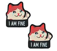 2 Pack I am Fine Cute Crying Cat Patch,Meme Cat Embroidered Patch,Funny Cool Trendy Biker Patch,Tactical Fun Morale Patch,Hook & Looped for Backpacks, Vests, Jackets, Jeans, Hats