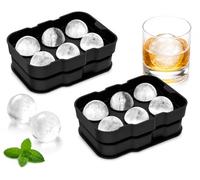 2 Pack Ice Ball Maker Mold, BPA-Free Reusable Round Ice Cube Tray, Easy Release Large Ice Sphere Molds for Whiskey, Bourbon, Scotch, Cocktails & Drinks, Black