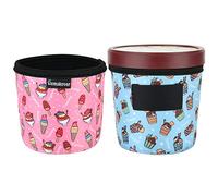 2 Pack Ice Cream Pattern Print Size Ice Cream Sleeves Neoprene Cover with Spoon Holder Cover (Ice Cream (2PCS))