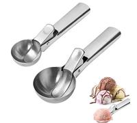 2 Pack Ice Cream Scoop,Stainless Steel Ice Cream Scoops with Trigger, Cookie Scoop for Baking, Durable Ice Cream Scooper for Mashed Potatoes, Meatballs, Melon Balls