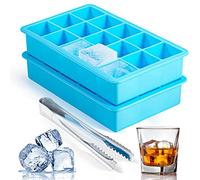 2 Pack Ice Cube Trays, ZDPMK Silicone Easy Release Flexible Molds 15 Ice Cubes Tray for Freezer,Cocktail,Whiskey,Reusable & BPA Free