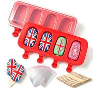 2 Pack Ice Lolly Moulds Popsicles Moulds, Homemade Cake Pop Cakesicle Moulds Silicone Popcical Moulds, 4 Cavities Ice Pop Cream Moulds Maker with 50 Wooden Sticks & 50 Popsicle Bags for DIY Popsicles